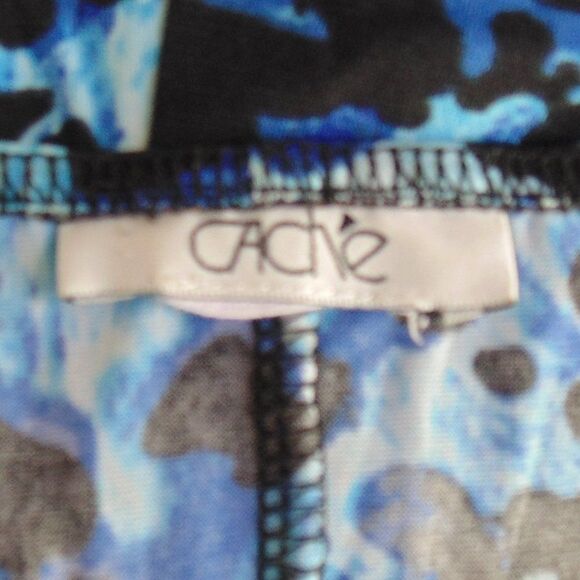 CACHE Dress, 0, Blue Snake print, Gathered hip, surplice V-neck, Cap sleeves - Picture 11 of 11